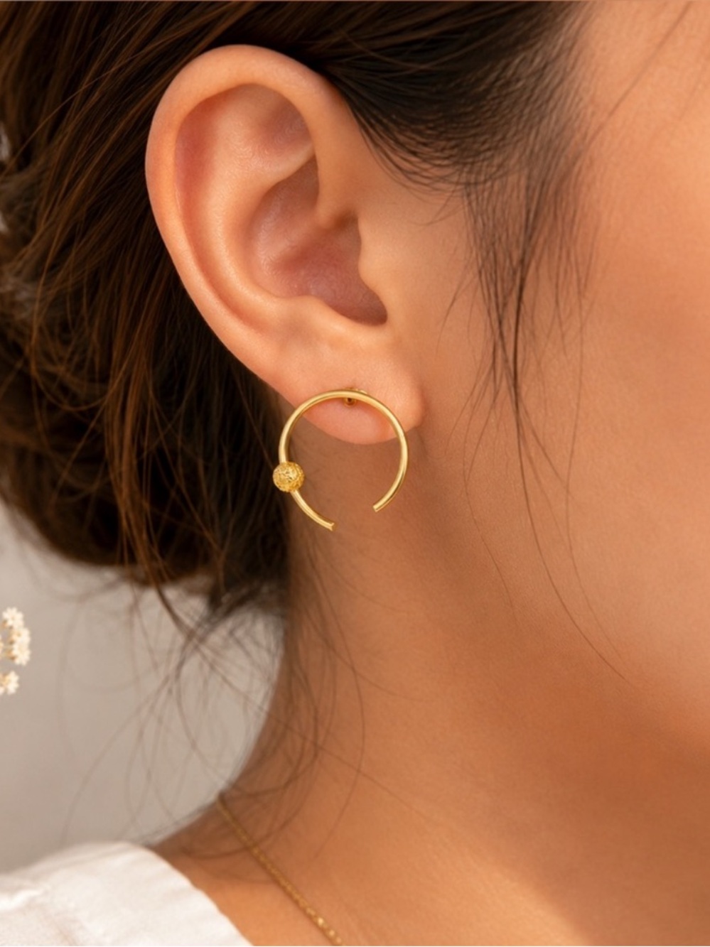vermeil 925 earrings in the shape of a circle with ball 💫